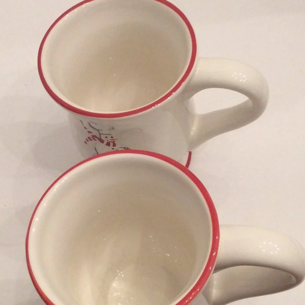Williams Sonoma pair of mugs with chef snowman